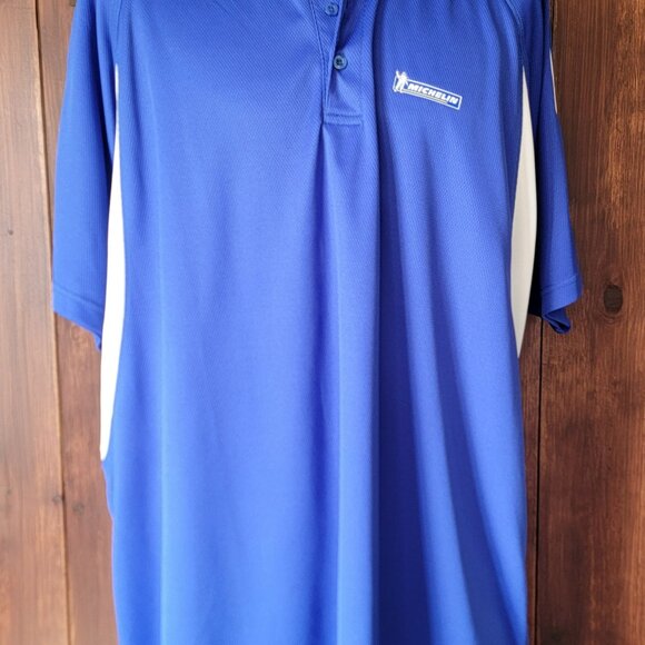 Michelin F.S.P. by HTT Men 3XL Blue & White Performance Polo Shirt Mr. Bibb Logo - Picture 7 of 8